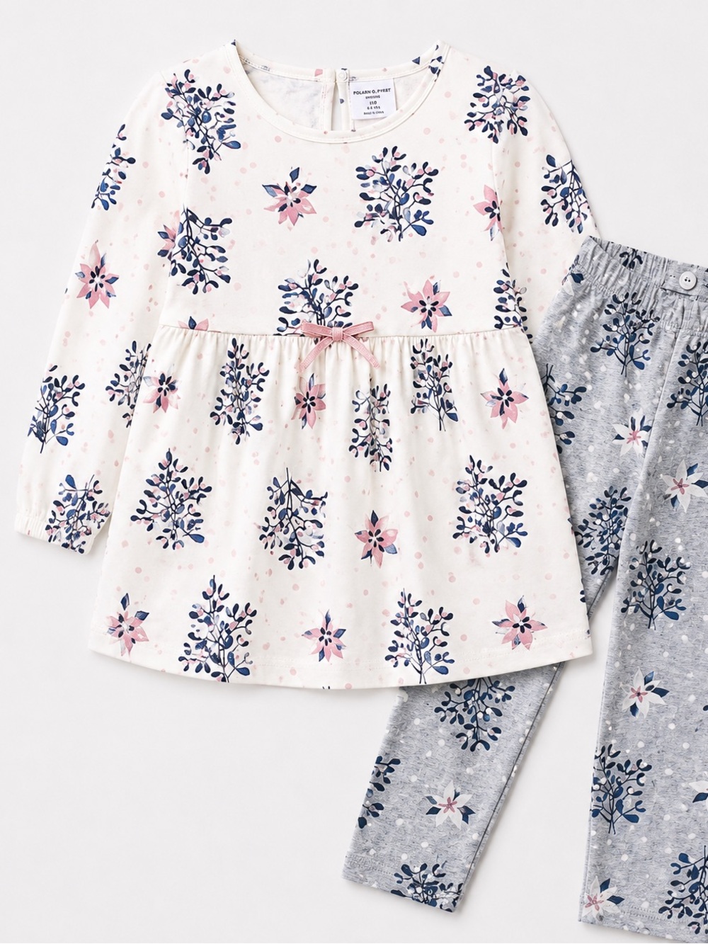 Polarn O. Pyret Organic Cotton Tunic & Leggings Set Girls Size 4-5Y